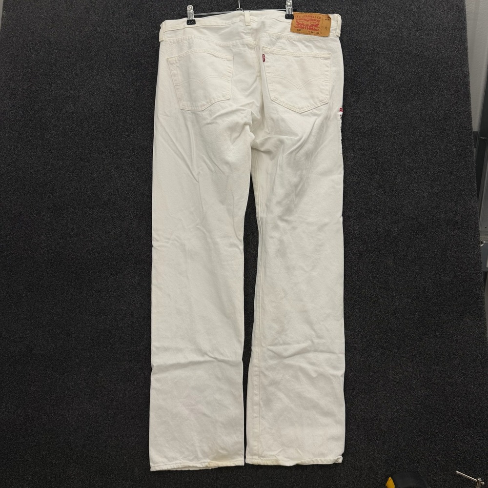 Levis 501 Original Fit White Denim Jeans Mens 36x32 Straight Leg Button Fly NWT